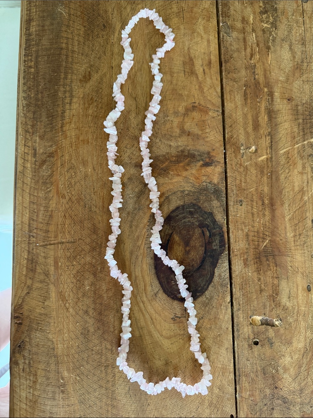 Rose Quartz Chip Beaded Necklace - Pink